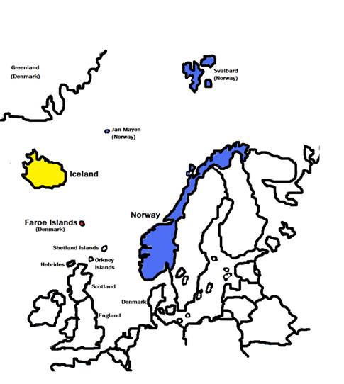 Map of Norway Iceland and Faroe Islands.bmp